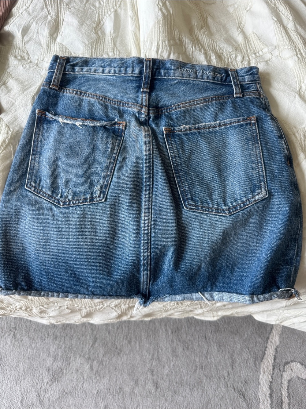 Favorite Daughter Blue Denim Mini Skirt with Back Pockets